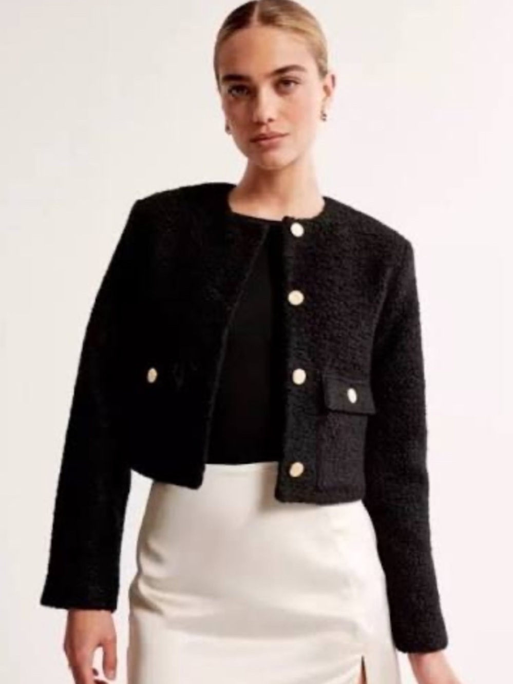 Abercrombie & Fitch Collarless Boucle Jacket M